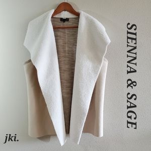 Sienna Sage Sherpa/Swede Sleveless Sweater Cardigan